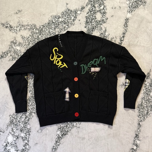 Ebossy Sweaters - Ebossy Sweater Womens Size XXL Black Embroidered Cable Knit Cardigan Button Down